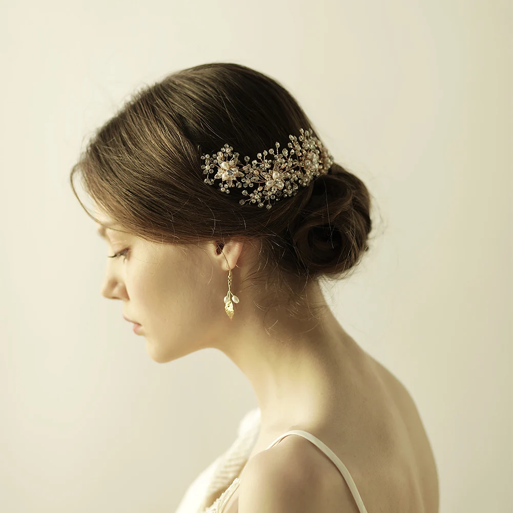 

O855 Luxurious Wedding Bridal Handmade Headband Crystal-Freshwater Pearl Flowers Bridesmaid Women Pageant Perform Prom Headpiece