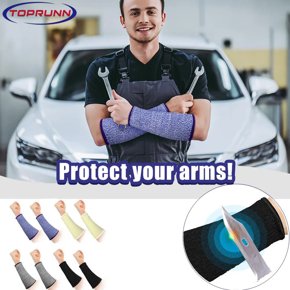 1Pair Level 5 HPPE Cut Resistant Arm Sleeve Resistant Anti-Puncture Work Protection Fingerless Arm Sleeve Cover for Men Women