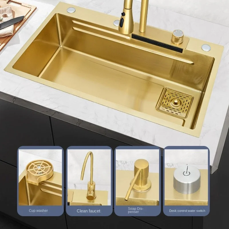 Многофункциональная кухонная раковина с водопадом для овощей большая одним