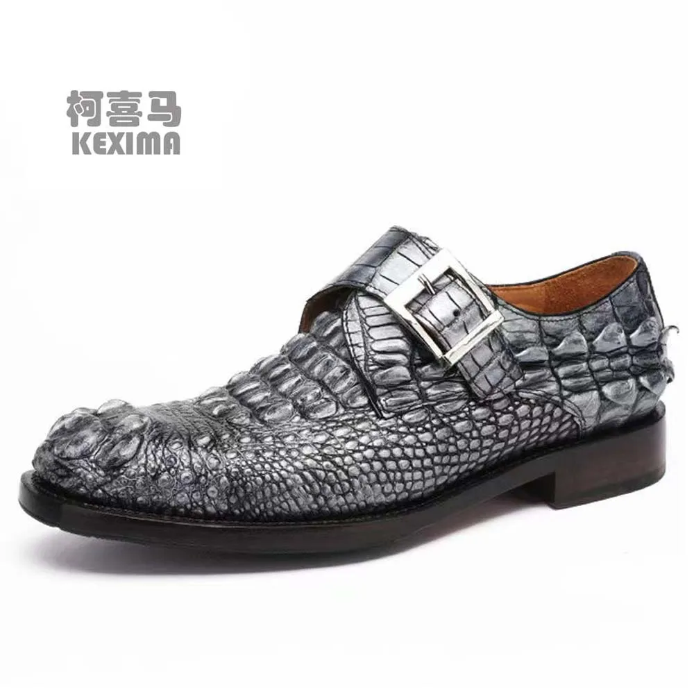 

hulangzhishi new leather sole lace-up crocodile skin Men's Shoes manual Rub color Crocodile leather shoes man Dress shoes