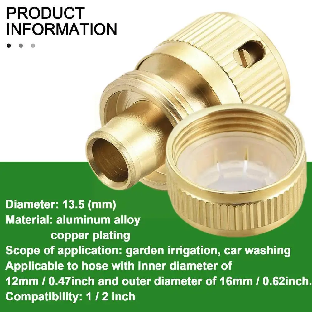 

1pc Aluminum Alloy 1/2" Quick Connector For 16mm Hose Garden Irrigation Watering Quick Couplin Water Gun Faucet Adapter D3i7
