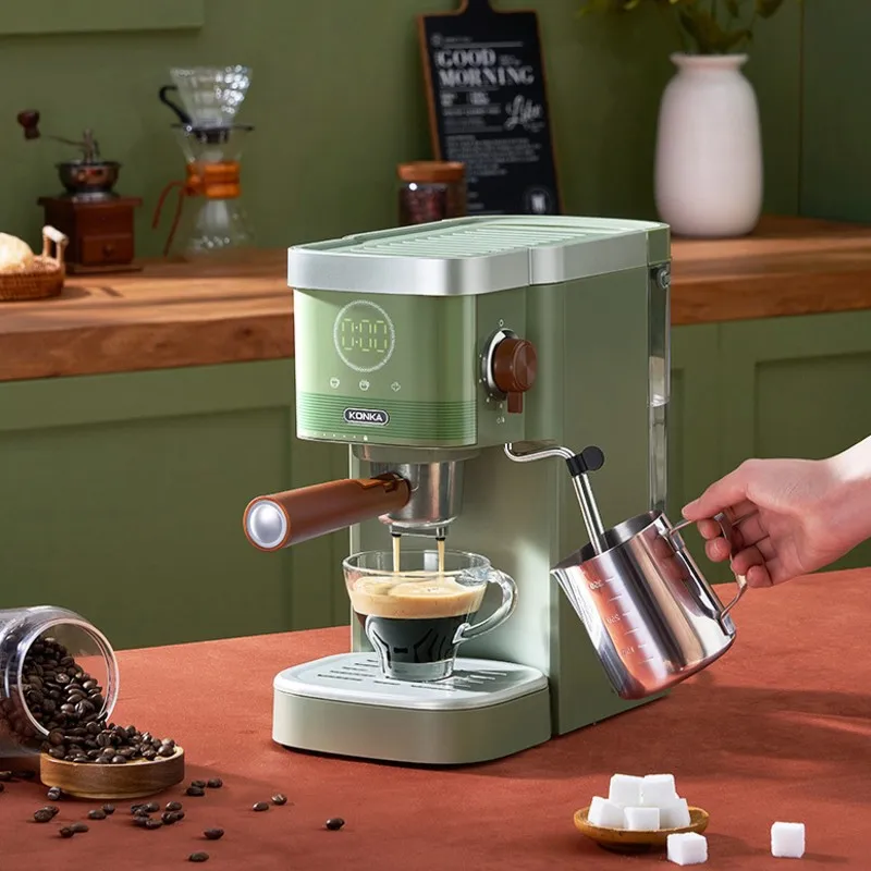 

KONKA Italian Coffee Machine Retro Green Milk Frother Coffee Maker Powder Capsule Espresso Making Coffee Drinks Maquina De Cafe