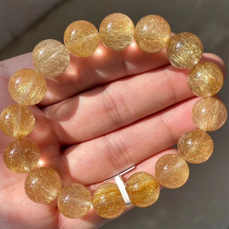 Натуральное золото рутилированный кварцевый браслет женские волосы дьявол