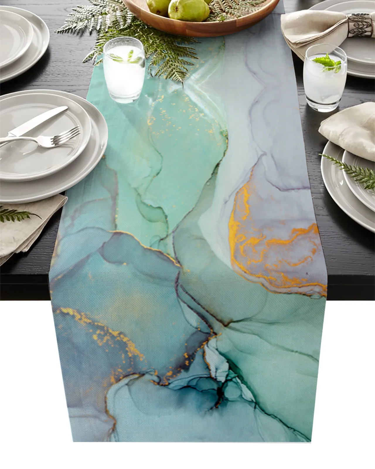 

Marble Turquoise Table Runner Wedding Holiday Party Dining Table Cover Cloth Placemat Napkin Home Kitchen Rustic Decoration