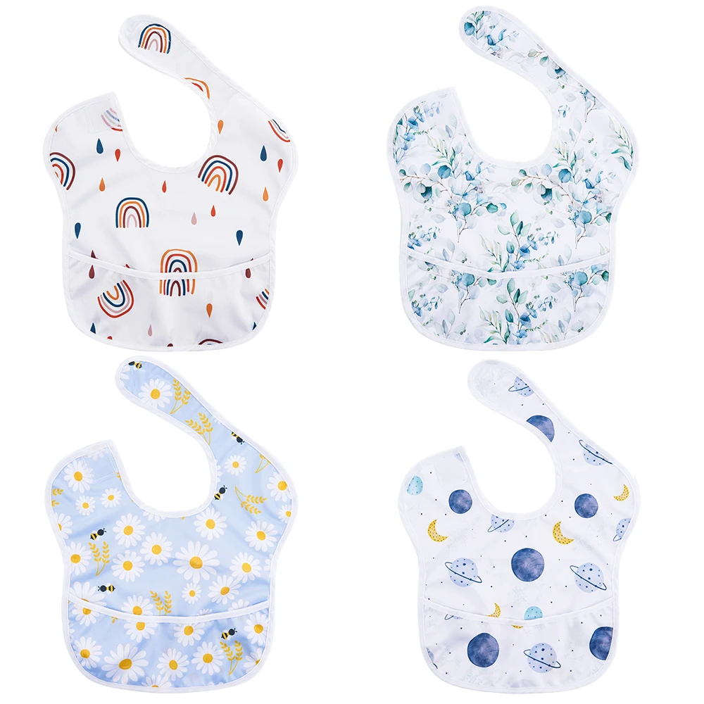 

Elinfant 1Pcs Baby Bibs Waterproof Magic Tape Feeding Scene Multifunctional Breathable Fashion Print Children Saliva Towels