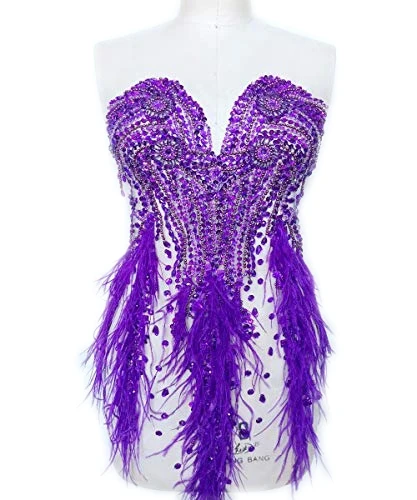 Ручная работа фиолетовые декоративные нашивки в виде страусиных перьев 66*34 см