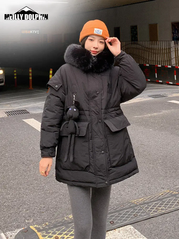 2022 Winter Coat Women Oversized with bear Fur Hooded Female Winter Long Sleeve Loose Jacket Outwear Parka Women Autumn Clothes