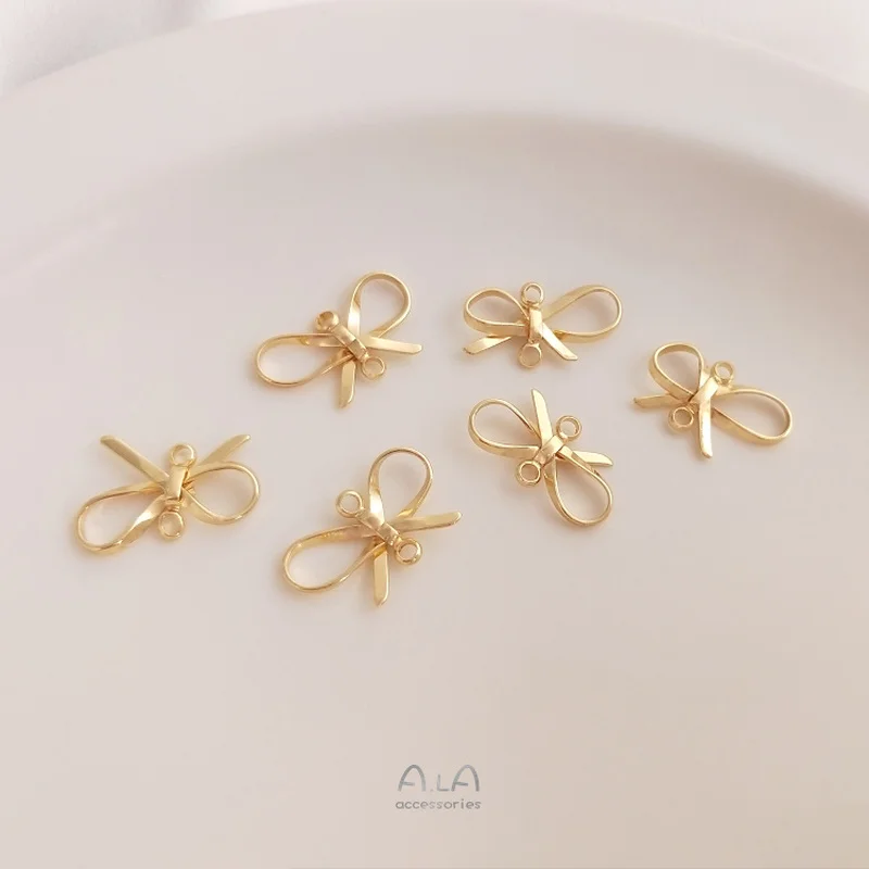 Двойной подвесной бант-Соединитель с защитой цвета 14 к золота серьги ручной