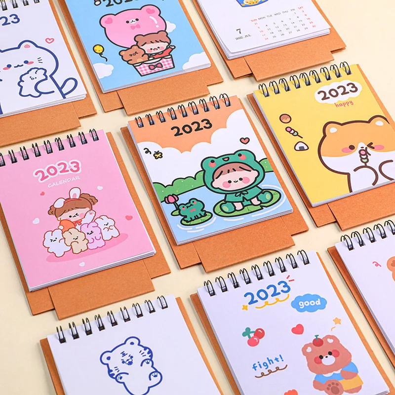 2022 2023 Cute Animal Cat Mini Desk Calendar Decoration Stationery School Supplies Kawaii Desk Calendars Office Supplies