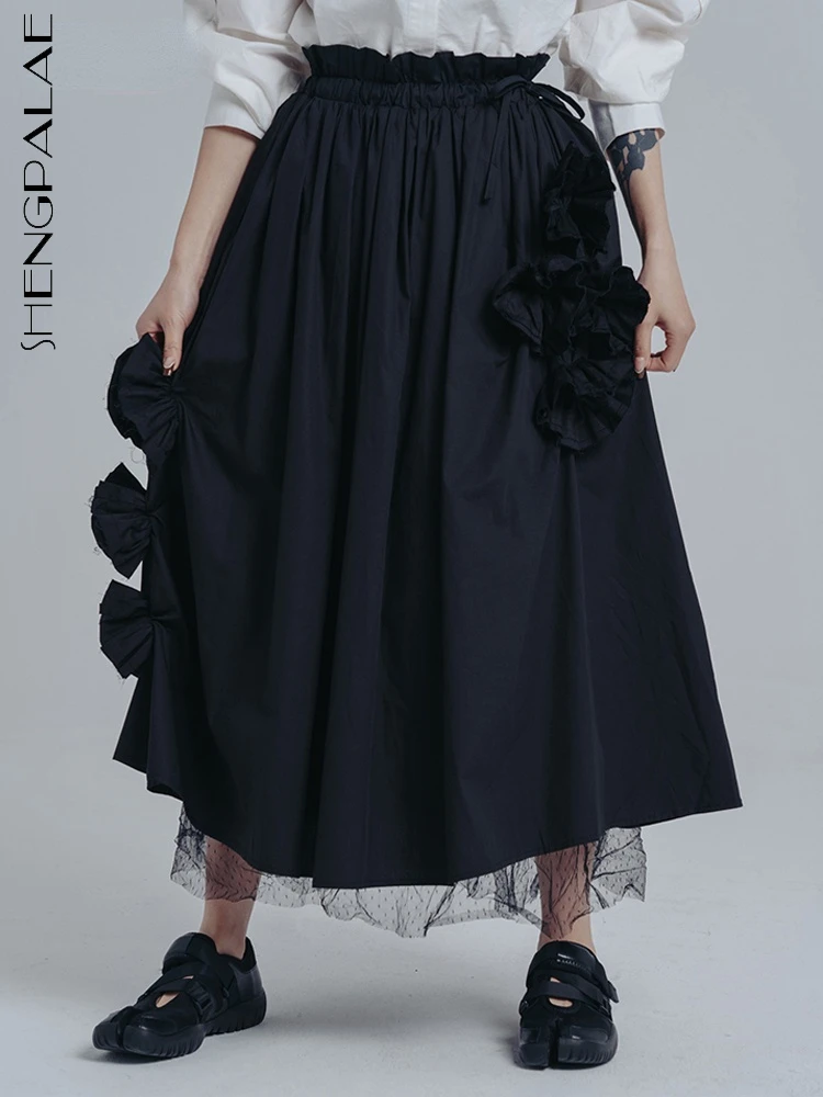 

SHENGPALAE Solid Pleated Skirt Women Korea 2022 Summer New Arrival Personality Fashion Slim All Match Elastic Waist Skirts