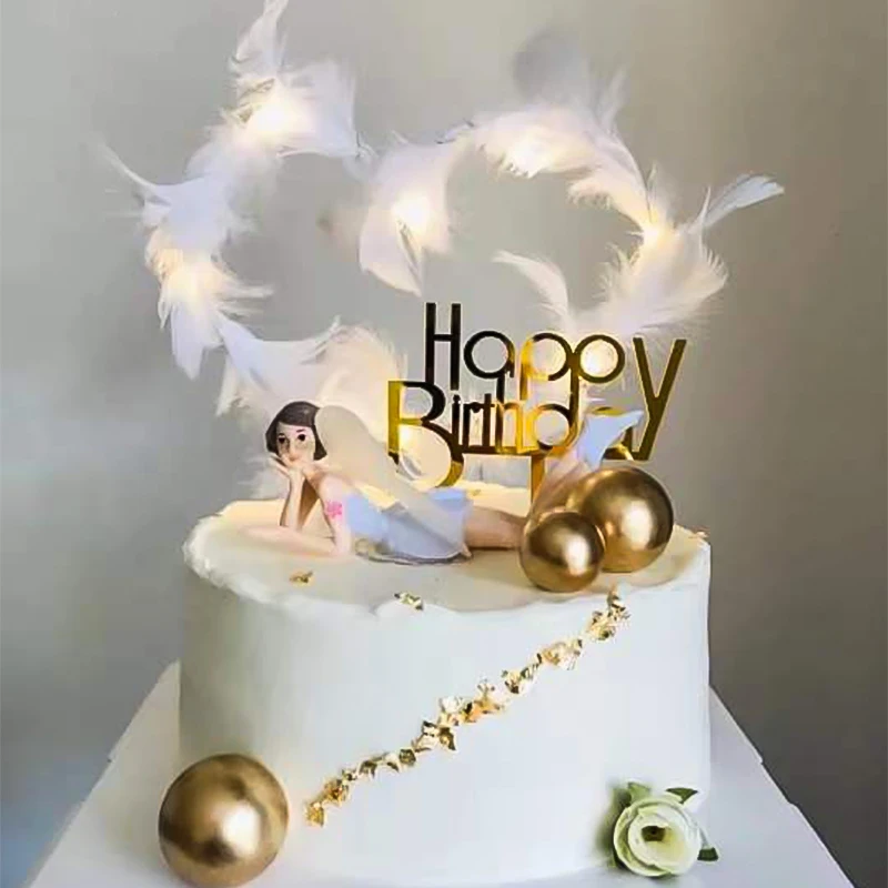 Украшения для торта в виде цветка волшебных тортов перьев жемчужин крыльев