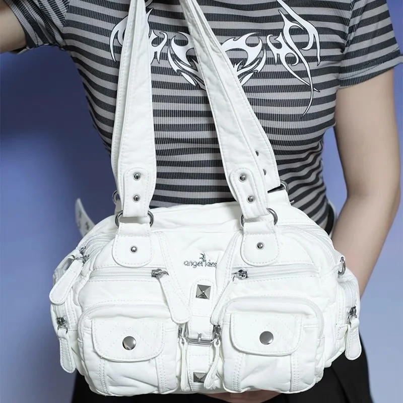 

New Fashion Soft PU Leather Women Handbag Freeshipping Satchel Top Handle Multi-Pockets Brand Design Female Hobo Bag