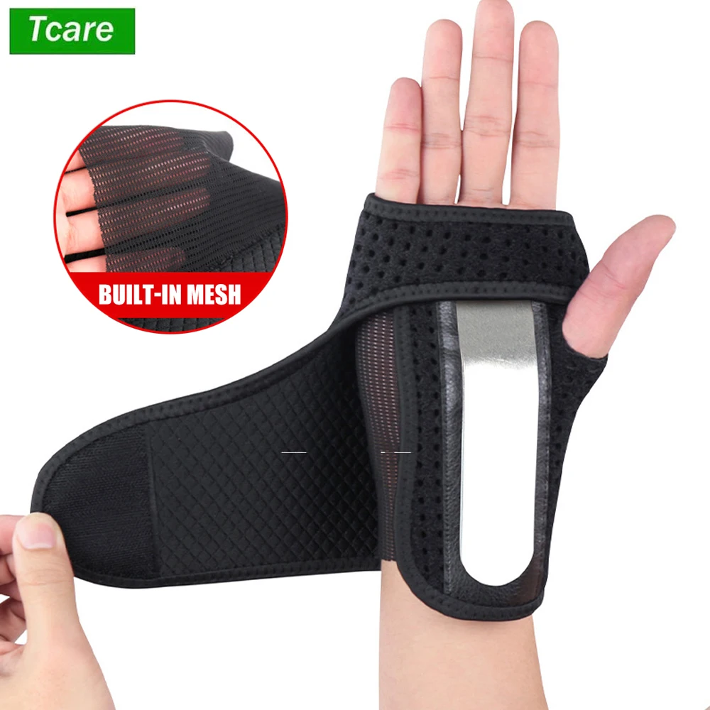 

Tcare Wrist Hand Palm Brace Support with Metal Removable Splint Stabilizer for Tendonitis Carpal Tunnel Syndrome Sprains Strains