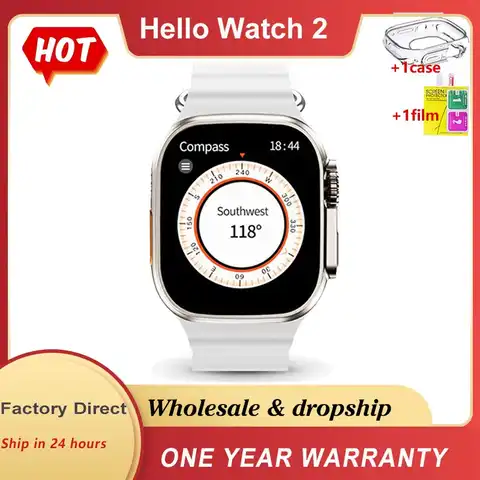 Смарт-часы Hello Watch 2, 1 ГБ, встроенный музыкальный компас, удалить и добавить мужчин, мужские часы IWO серии 8, умные часы с Bluetooth для звонков