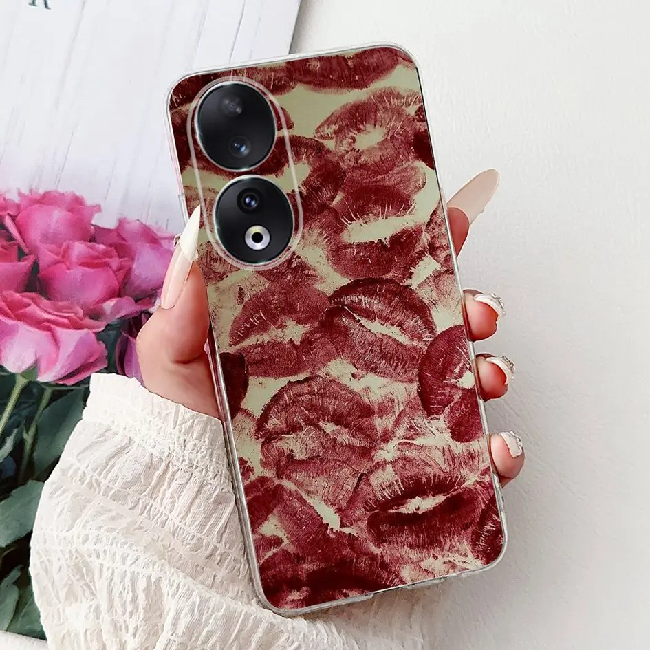 Case For Honor 90 / Pro Cover Popular Flower Soft Silicone Clear Back Honor90 90Pro 5G 2023 REA-NX9 Protector