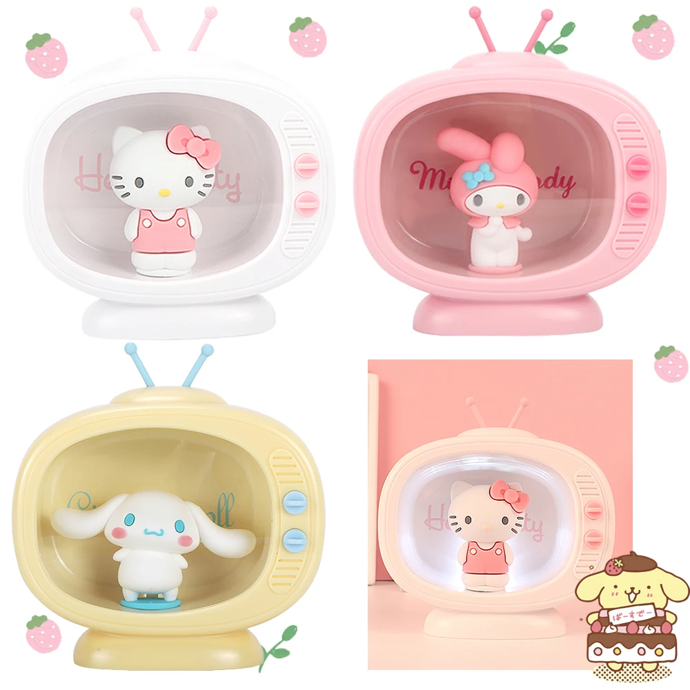 

Sanrioed KITTLY My Melody Kuromi Cinnamoroll TV моделирование аниме Kawaii ночник прикроватная настольная лампа игрушки Детские подарки 0,075 Вт 15 см