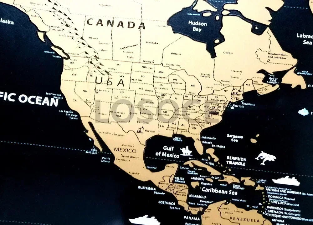 Большие роскошные глобальные карты из золотой фольги с изображением всех флагов