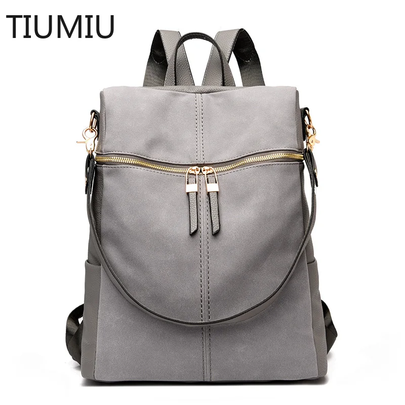 

2022 NEW Casual Scrub Women Backpack PU Leather School Backpacks For Teenager Girls Travel Backpack Vintage Solid Shoulder Bags