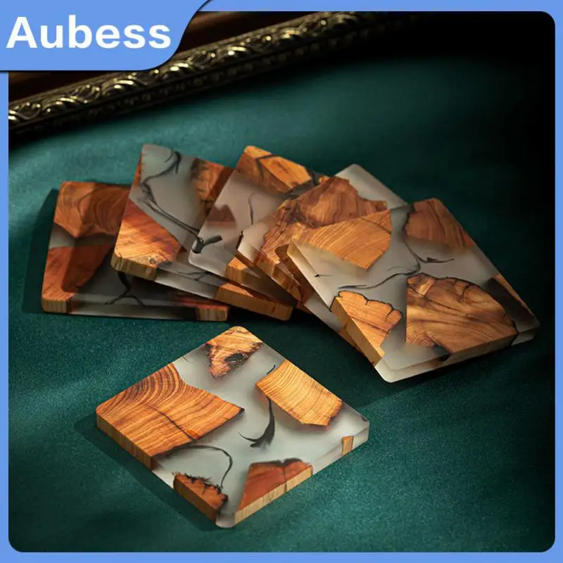 

Resin Placemats Decor Coffee Cup Pad Durable Cup Mat Resin Insulation Cup Holder Tea Ceremony Spare Parts Square Heat Resistant