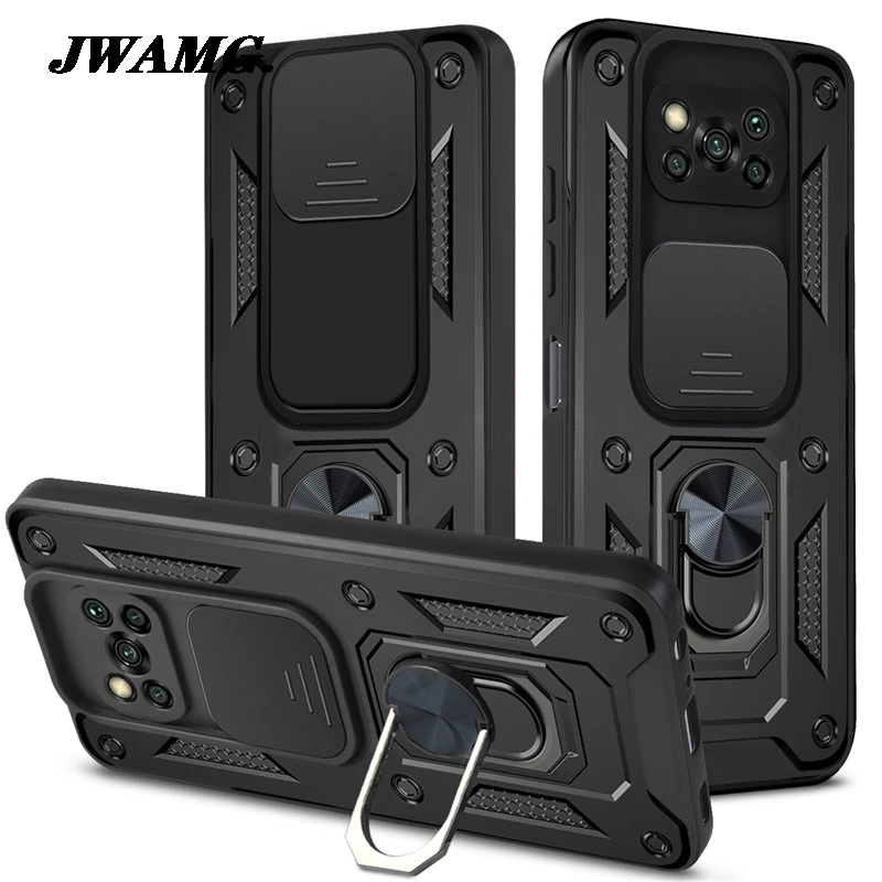 

For Xiaomi Pocophone Poco X3 NFC Case Magnetic Car Holder Ring Shockproof Armor Phone Case for Poco X3 Pro Back Cover