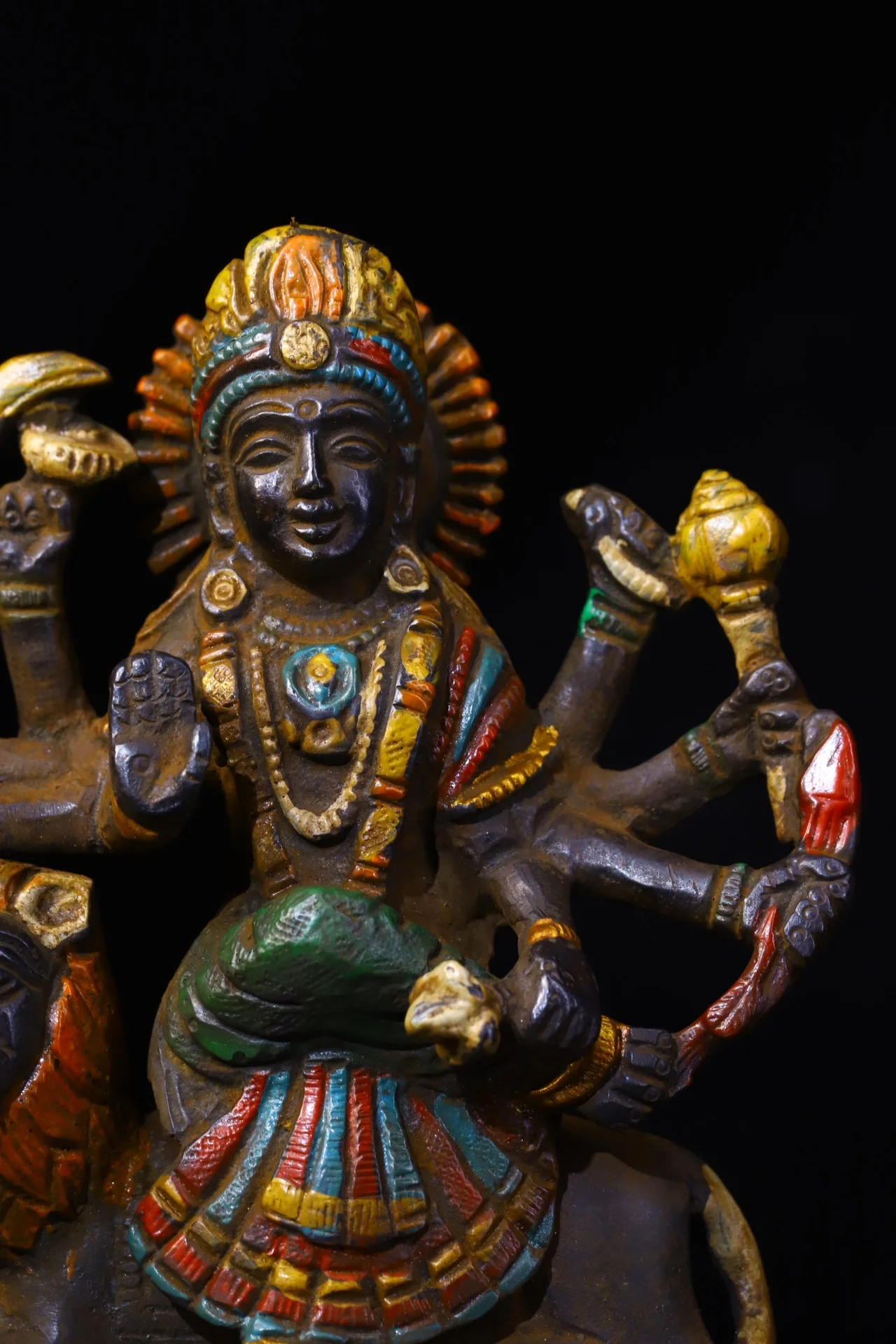 5-дюймовая коллекция тибетского храма старая бронзовая окрашенная статуя с