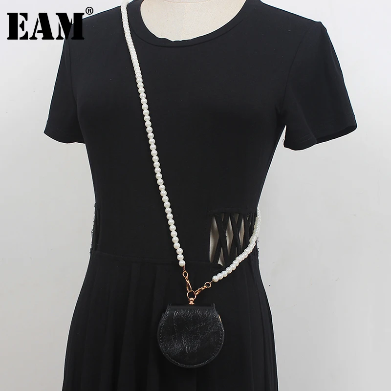 

[EAM] Women New Pu Leather Mini-bag Pearl Chain Personality Accessories Fashion Tide All-match Spring Autumn 2023 1DD8909