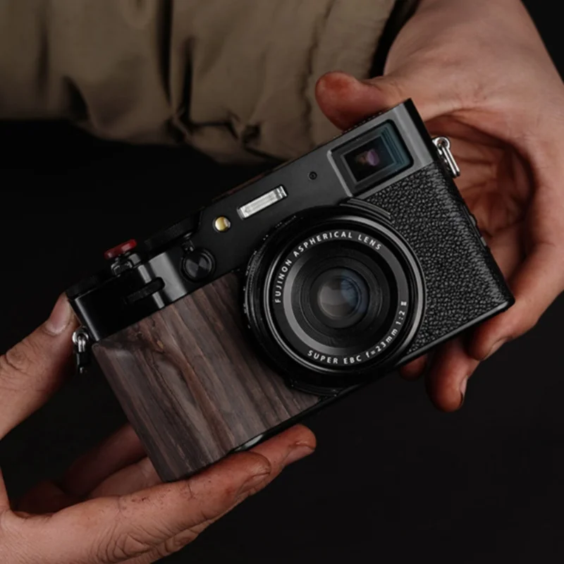 Фото Нескользящая деревянная ручка для камеры для Fujifilm X100VI — деревянная ручка с улучшенной фиксацией №1