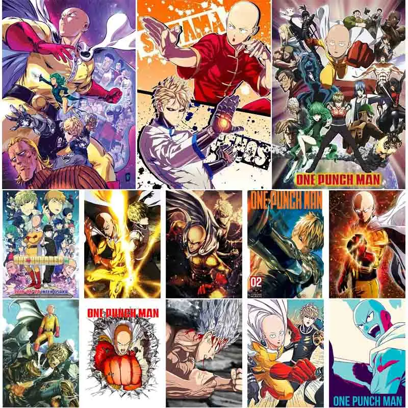 Постеры Классические в стиле аниме One Punch Man бумажный плакат с белым покрытием