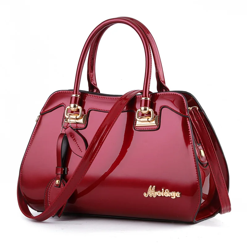 

2023 New Fashion Patent Leather Handbags Bright Leather Atmospheric Handbag Shoulder Messenger Bag Trend Large Capacity