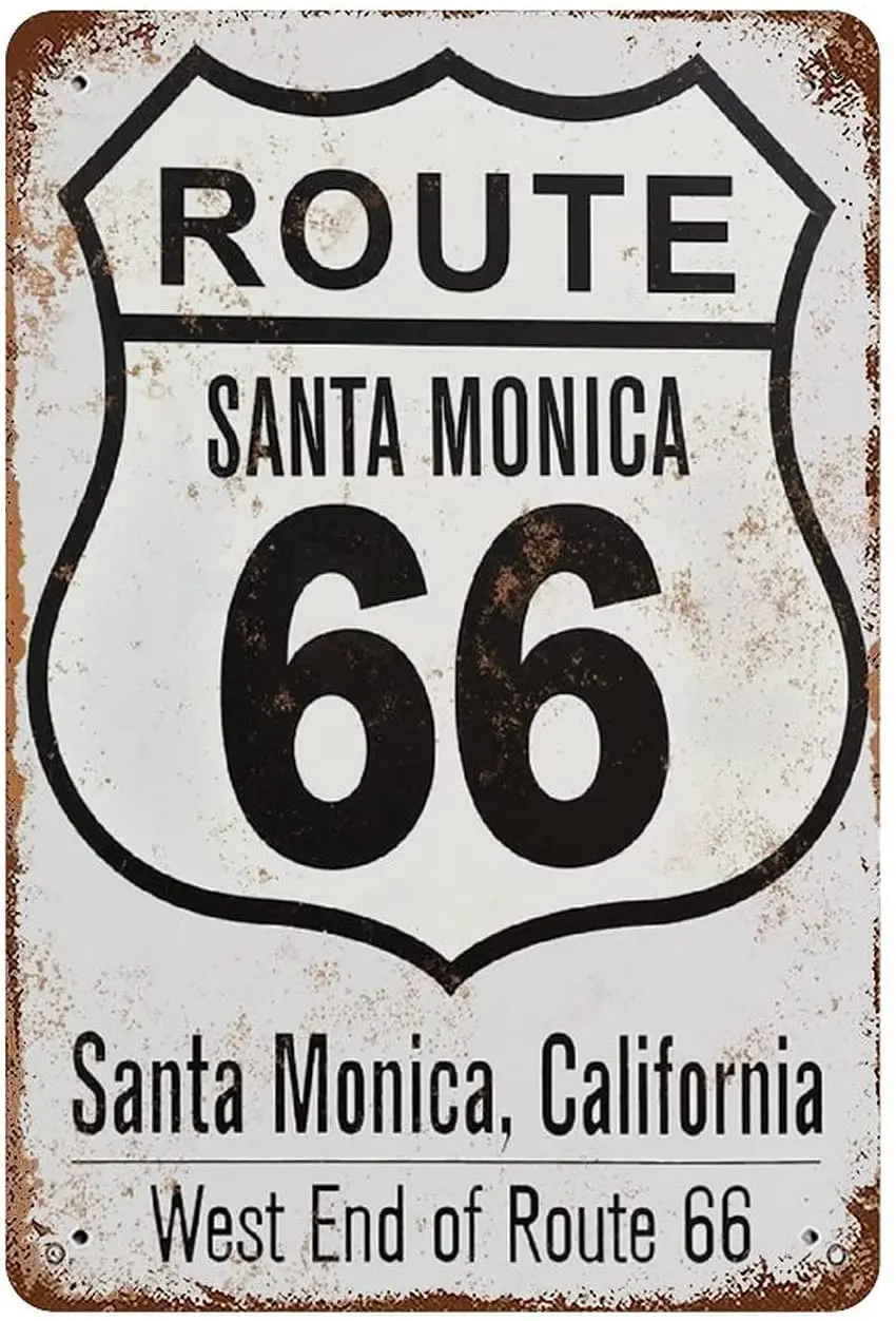

EricauBird Santa Monica EndVintage LookRetro Aluminum Sign Wall DecorVintage MetalTin Sign Wall Plaque Poster for Home Bar Pub