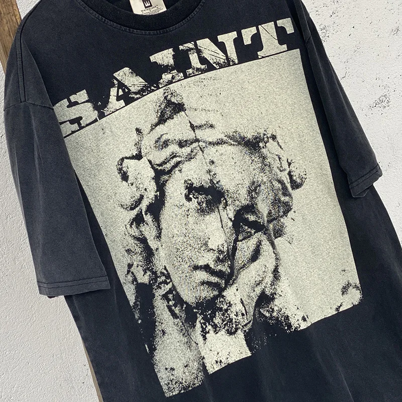 Тяжелая ткань хлопок лучшее качество винтажная мытая Черная футболка Топ для