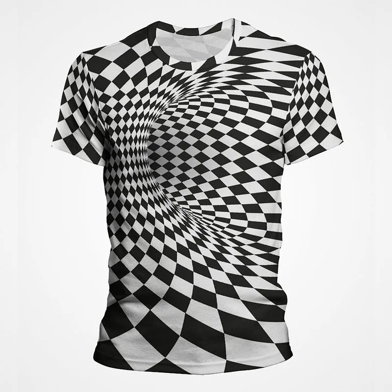 

Artistic Illusion Black White Optical Illusion T Shirt Men Women Trippy 3D Print Men T-shirt Streetwear Cool Tops Tee Clothes
