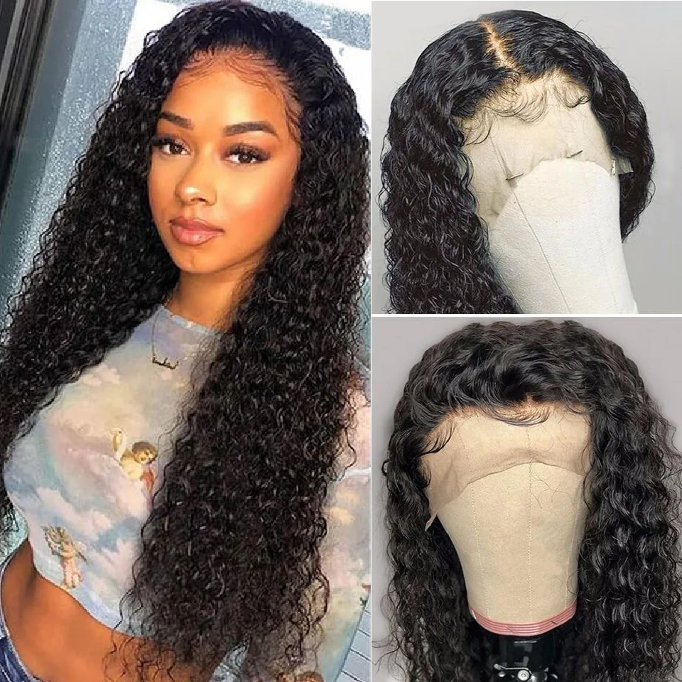

Deep Wave Closure Wig HD Transparent Lace Front Wig Curly Lace Front Human Hair Wigs 30 Inch 13x4/4x4 Lace Front Wig Pre Plucked