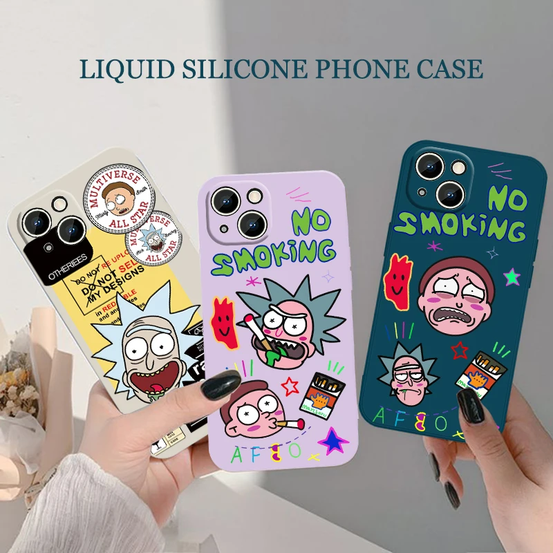 

Rick Morts Anime Art Phone Case For iPhone 6 6S 7 8 plus X XR XS 11 12 13 14 pro MAX 12 13 mini Liquid Rope Funda Cover Soft TPU