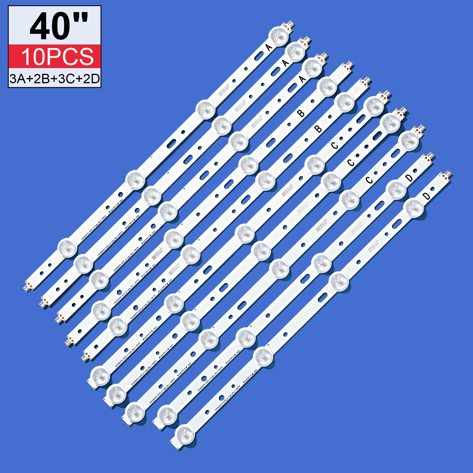 NEW 10pcs LED backlight bar Replacement for SVS400A79 4LED A BD 5LED C type SVS400A73 40D1333B 40PFL3208T LTA400HM23