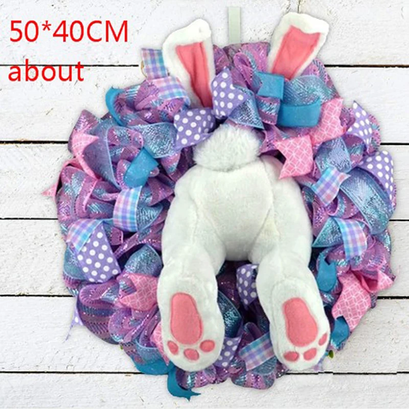 

Easter Rabbit Wreath Decor for Front Door Thief Bunny Butt with Ears Wall Decor