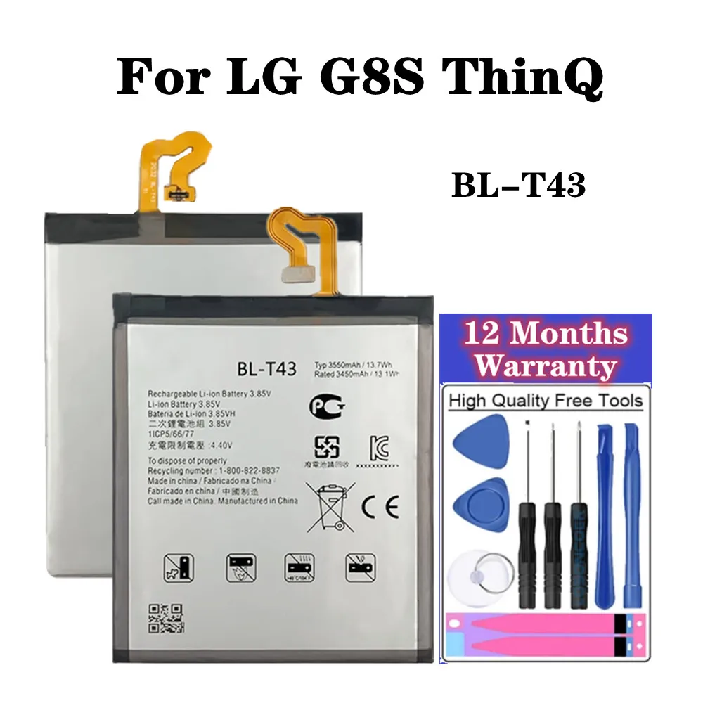 

New BLT43 BL-T43 Replacement Battery For LG G8S ThinQ LM-G810 BL T43 3550mAh High Quality Battery + Tools