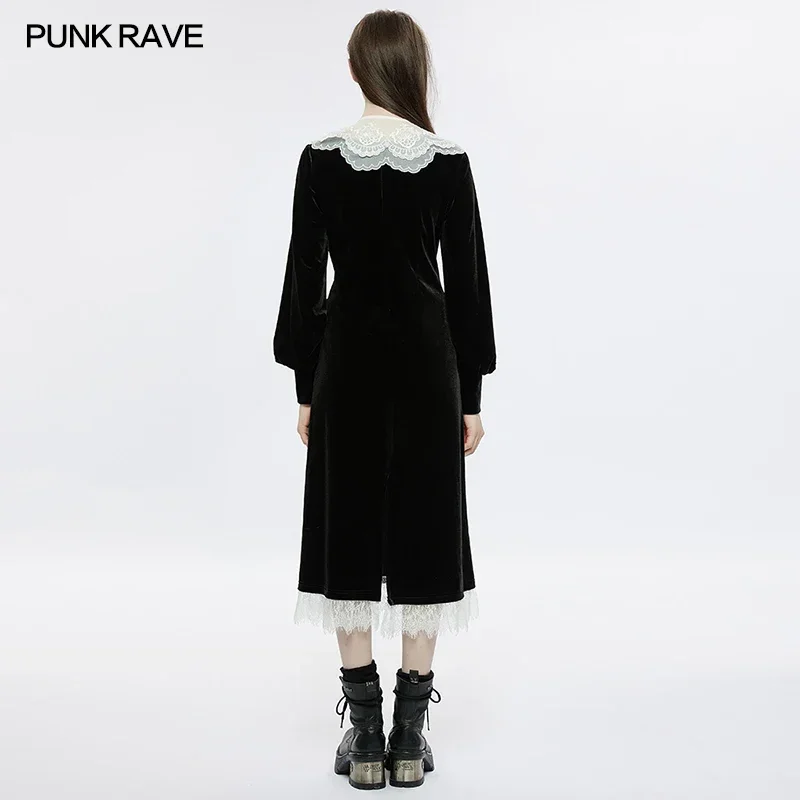 Женское бархатное платье в стиле Панк RAVE повседневное готическое со съемным