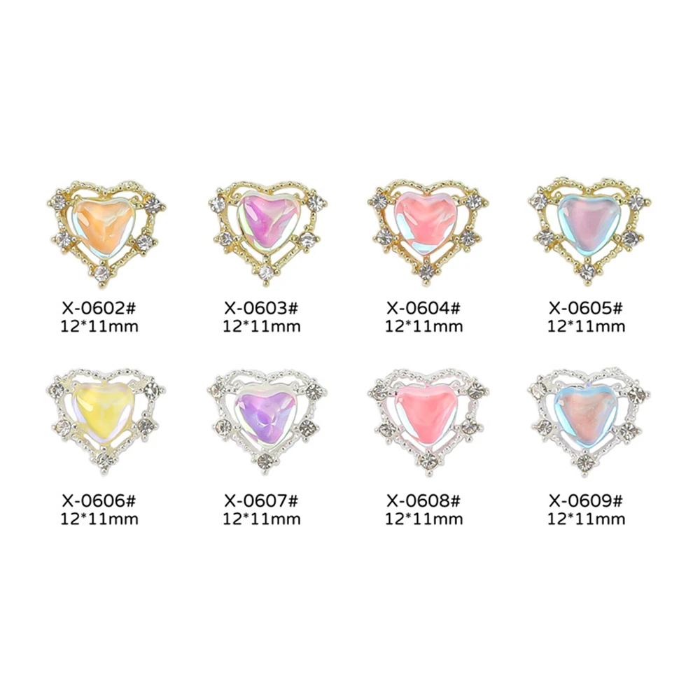 

Золотистое и серебристое сердце Аврора металлический золотой и Серебристый Супер Блестящий Подвеска для ногтей износостойкий