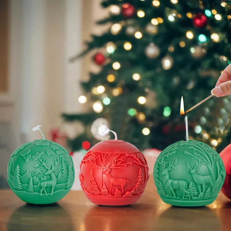 3D DIY Рождественская елка Шар Свеча Силиконовая форма Лось Звезда Форма