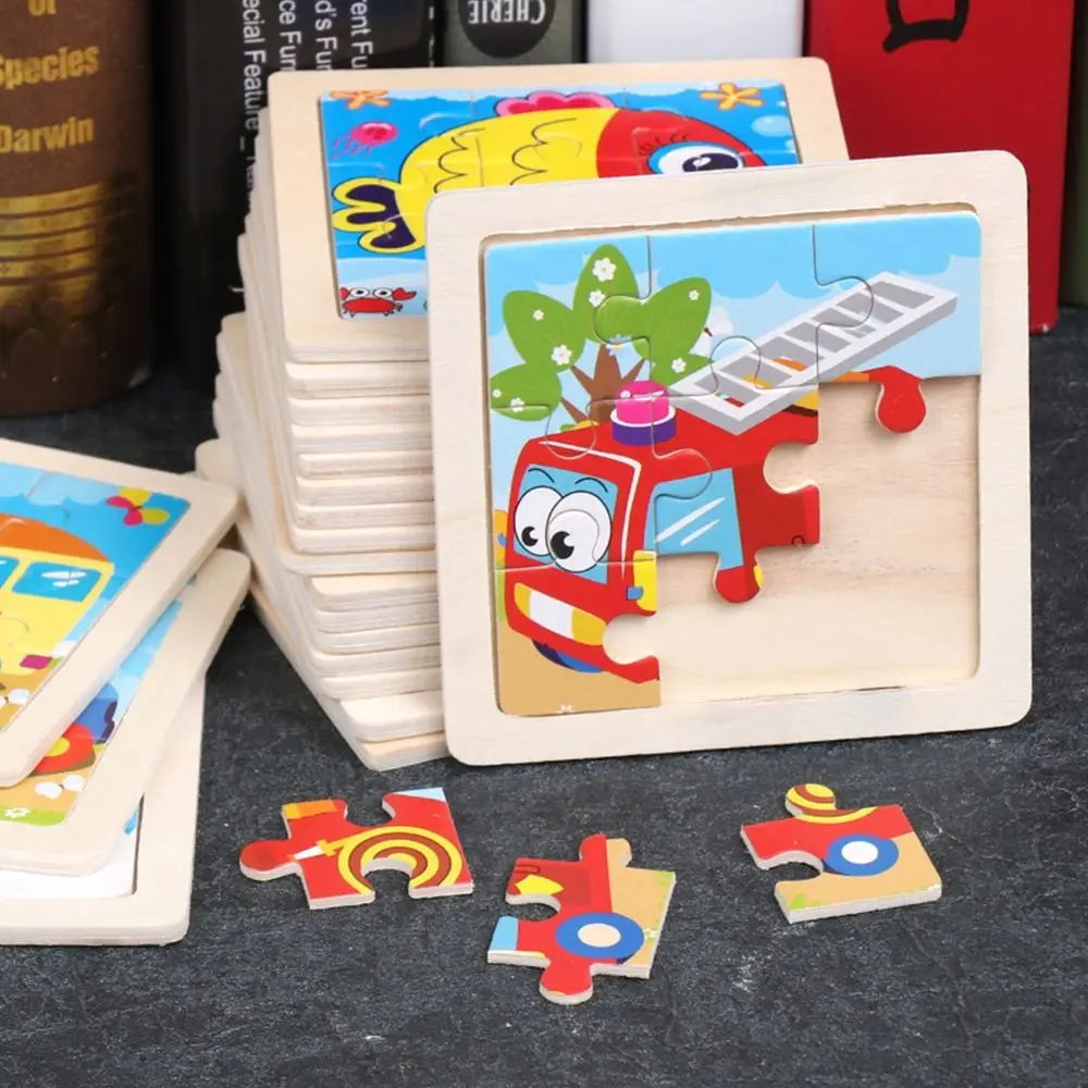 

2Pcs 3D Wooden Puzzle Cartoon Animal Traffic Tangram Wood Puzzle Toys Educational Jigsaw Toys for Children Gifts