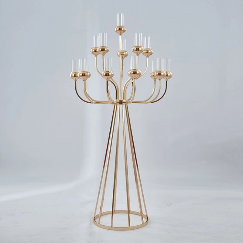 

8pcs Metal Candelabra 13 Heads Candle Holders Wedding Candlesticks Table Centerpiece Pillar Stand Road Lead Party Decor