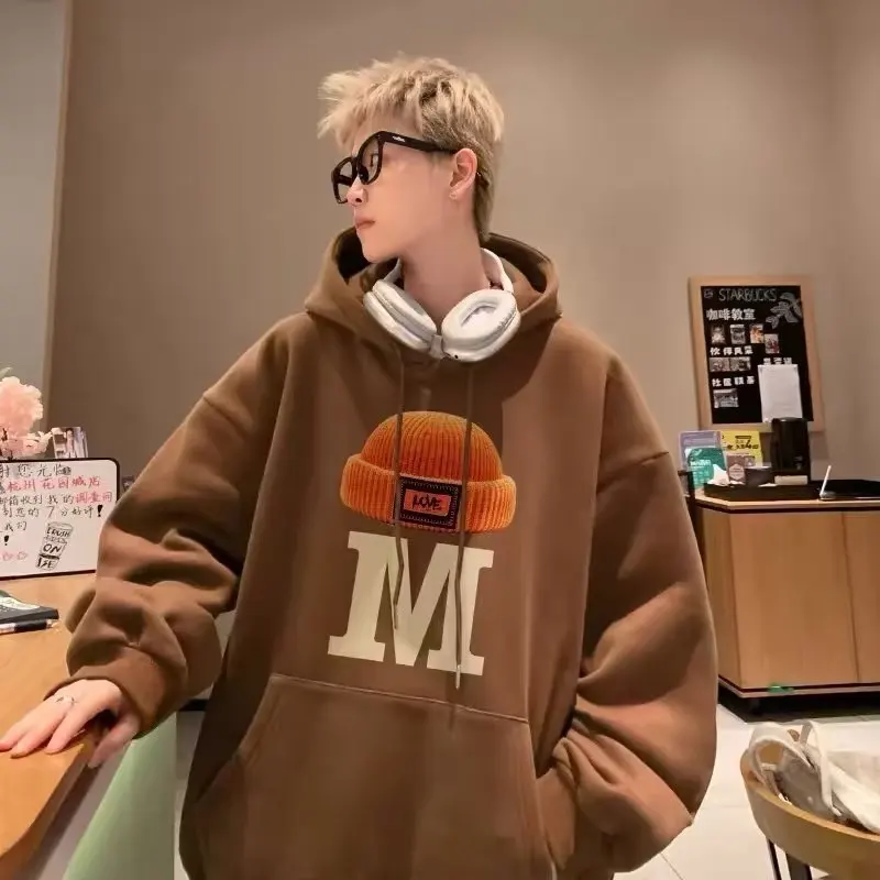 

2023 Men Korean casual retro New Harajuku Autumn/Winter hoodie Street crewneck clothing Fashion loose men cotton sports hoodie