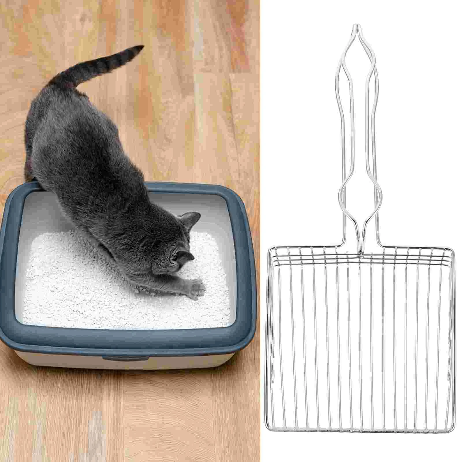 

Toilet Cat Litter Stainless Steel Scoop Long Handle Clean Tool Poop Pet Cleaning Accessory