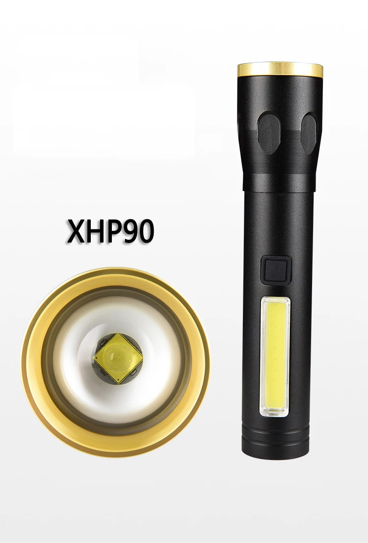Светодиодный Cob перезаряжаемый фонарик XHP90 мощный фонарь с 4 режимами освещения