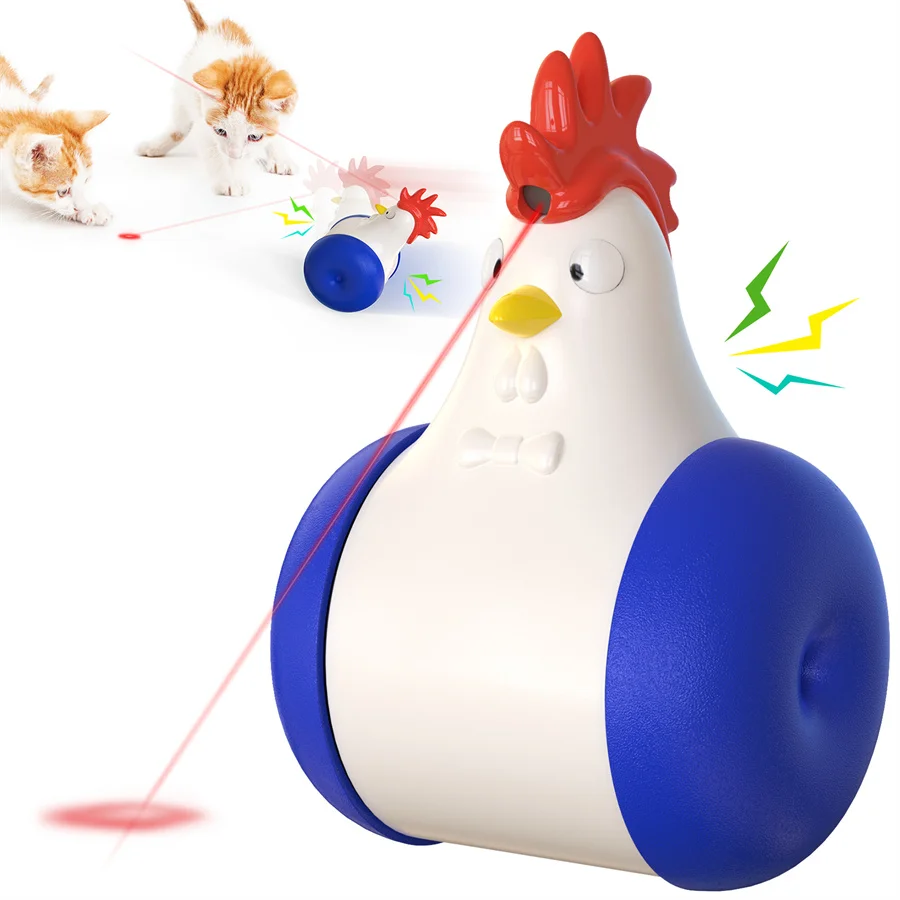 

Chicken Light Cat Toy Interactive Laser Cat Toy with 3 Play Modes Tumbler Cat Toy Indoor Cats Chicken Modeling Toys USB Charging