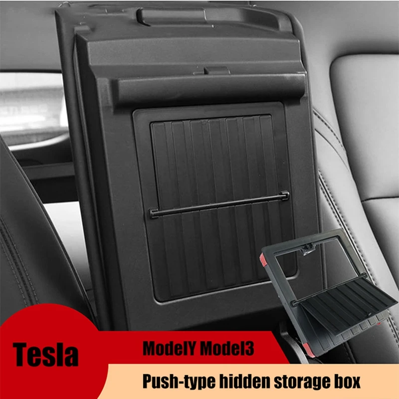 

For Tesla ModelY3 Push-type Storage Box Central Control Central Armrest Box Hidden Storage Box
