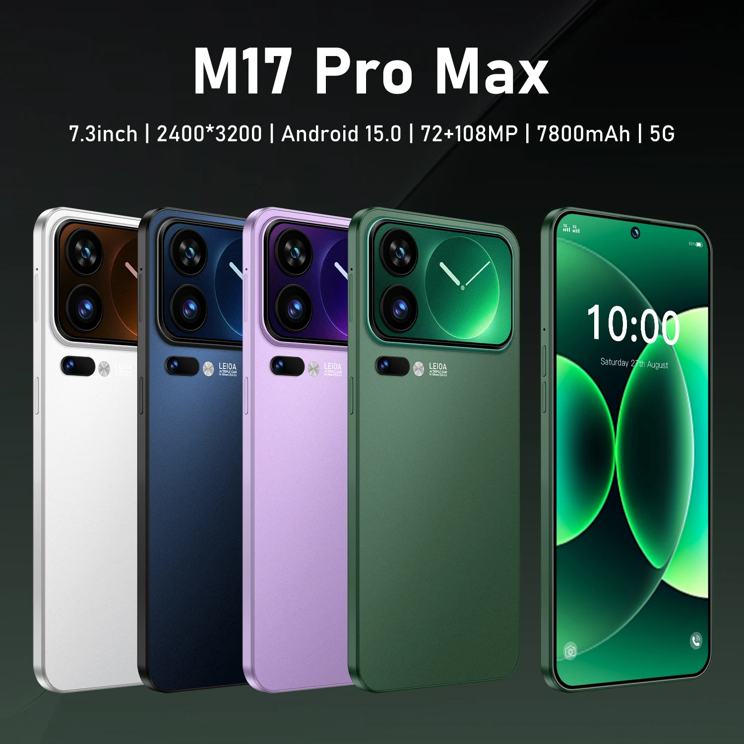 Фото Горячая новинка 2026: Высококачественный M17 Pro Max, оригинальный, интеллектуальный, с поддержкой 4G/5G, двумя SIM-картами, двойным режимом ожидания, глобальная версия, аккумулятор 7800 мАч №2