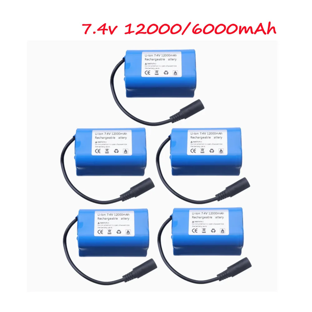 

7.4v Battery For T188 T888 2011-5 V007 C18 H18 V18 D18B FX88 Remote Control RC Fishing Bait Boat Parts 7.4V 12000mAh/6000mAh