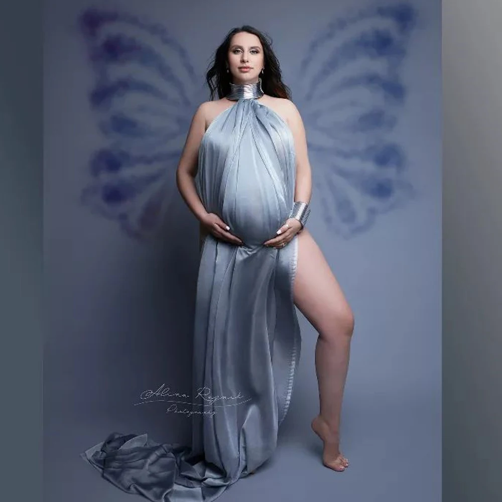 

Maternity Photography Posing Props Sexy Elegant Long Dress African Necklace Jewelry Sets Photo Shoot Photography Dress For Women